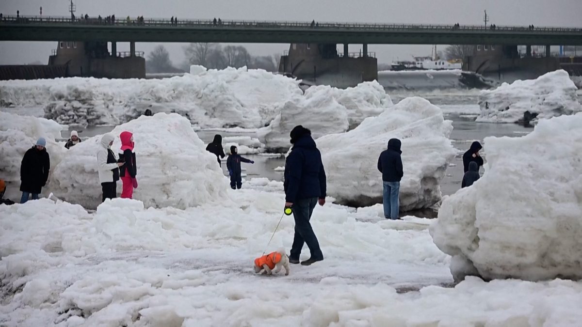 Γερμανία: «Παγόβουνα» στον ποταμό Έλβα προσέλκυσαν επισκέπτες στο Geesthacht