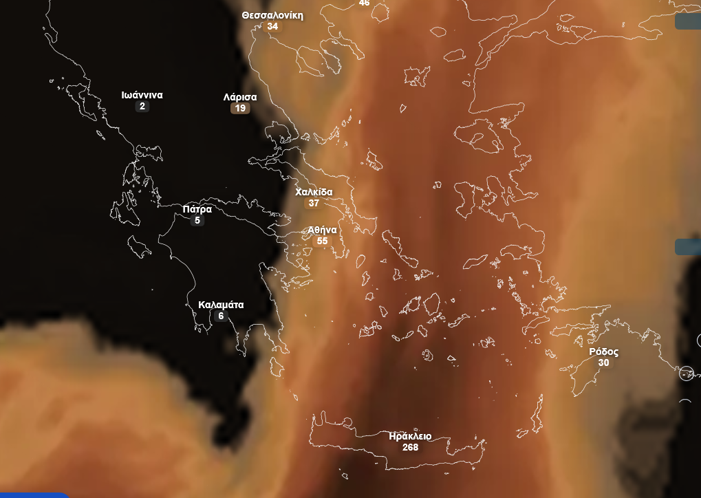 Ενισχύεται η μεταφορά αφρικανικής σκόνης — Live οι ροές με Κρήτη και Πελοπόννησο στο επίκεντρο