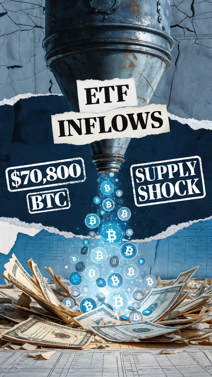 Bitcoin στα 70.800 δολάρια: Οι εισροές των ETFs και το supply shock