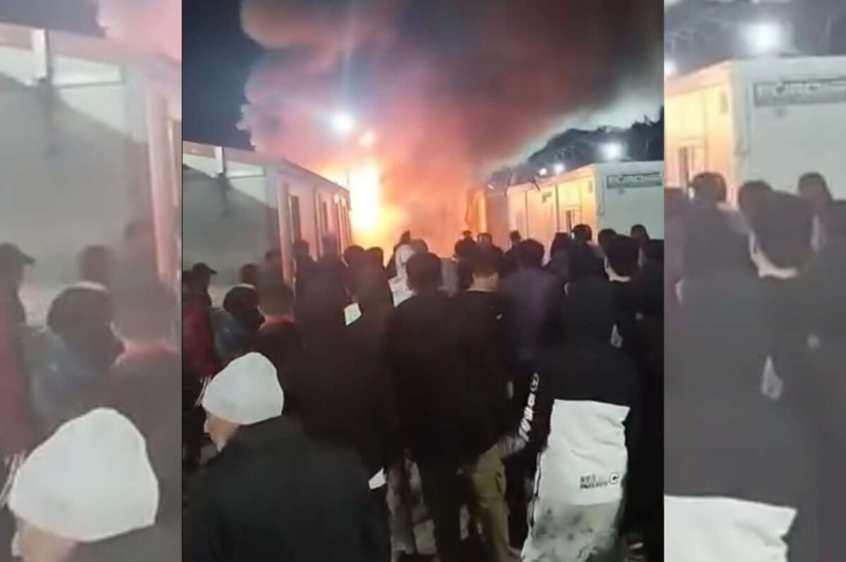 Φωτιά σε κοντέινερ στο κέντρο κράτησης μεταναστών στην Αμυγδαλέζα (Δείτε βίντεο)