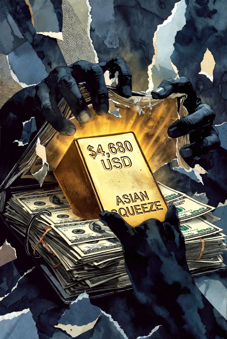 Χρυσός στα 4.680 δολάρια: Το ράλι εν μέσω αργίας και η ασιατική κυριαρχία