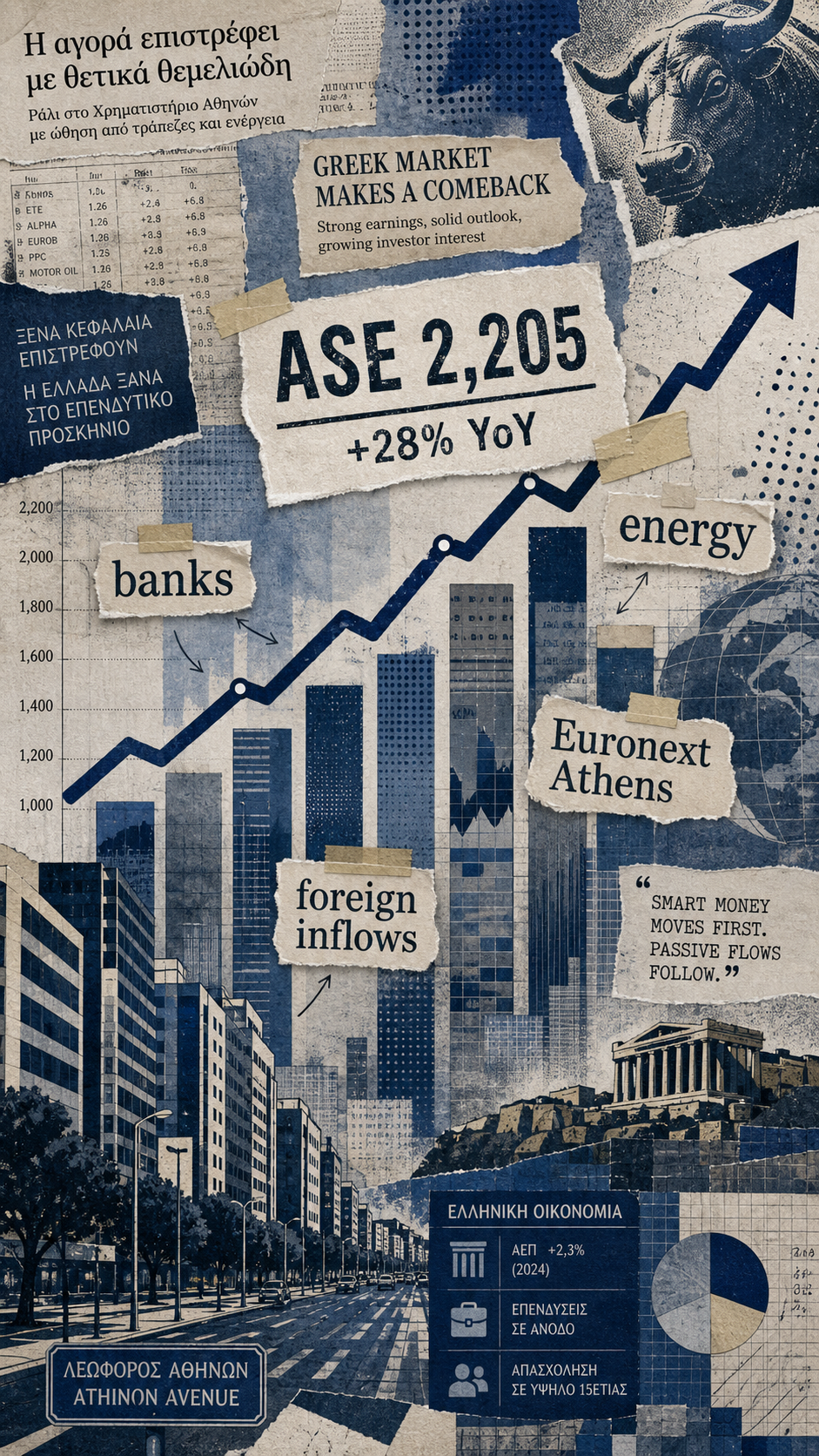 Euronext Athens: Η “ήσυχη” άνοδος πάνω από τις 2.200 μονάδες και το παιχνίδι των ξένων