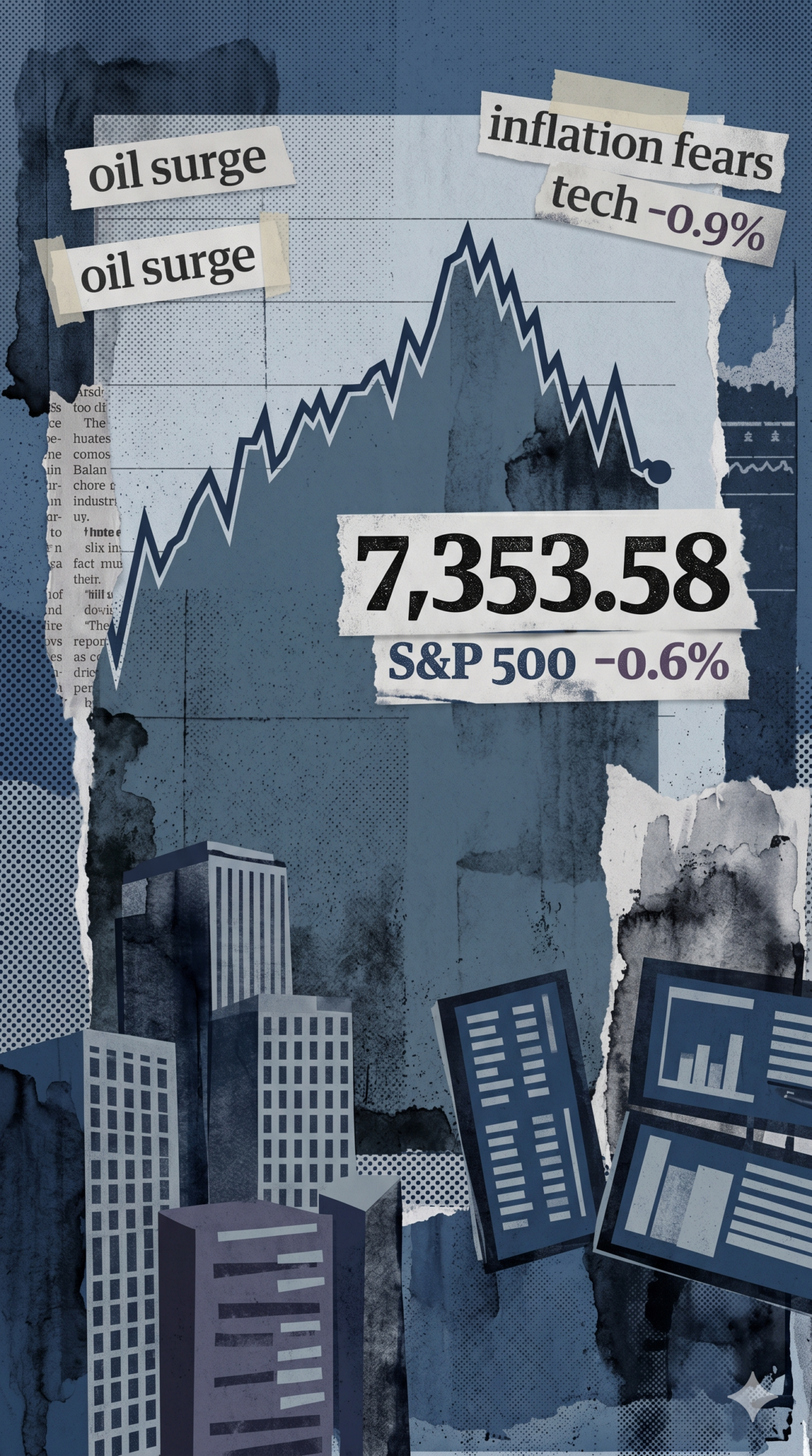 Wall Street: O S&P 500 στις 7.353 μονάδες — το ράλι μπλοκαρισμένο από πετρέλαιο και πληθωρισμό