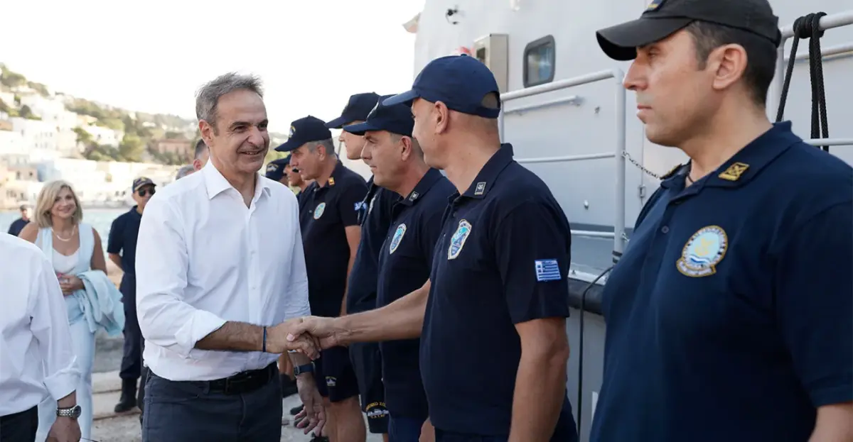 Κυριάκος Μητσοτάκης από το φυλάκιο του Αγαθονησίου: «Πρώτη υποχρέωση να κρατούμε τη χώρα ασφαλή»