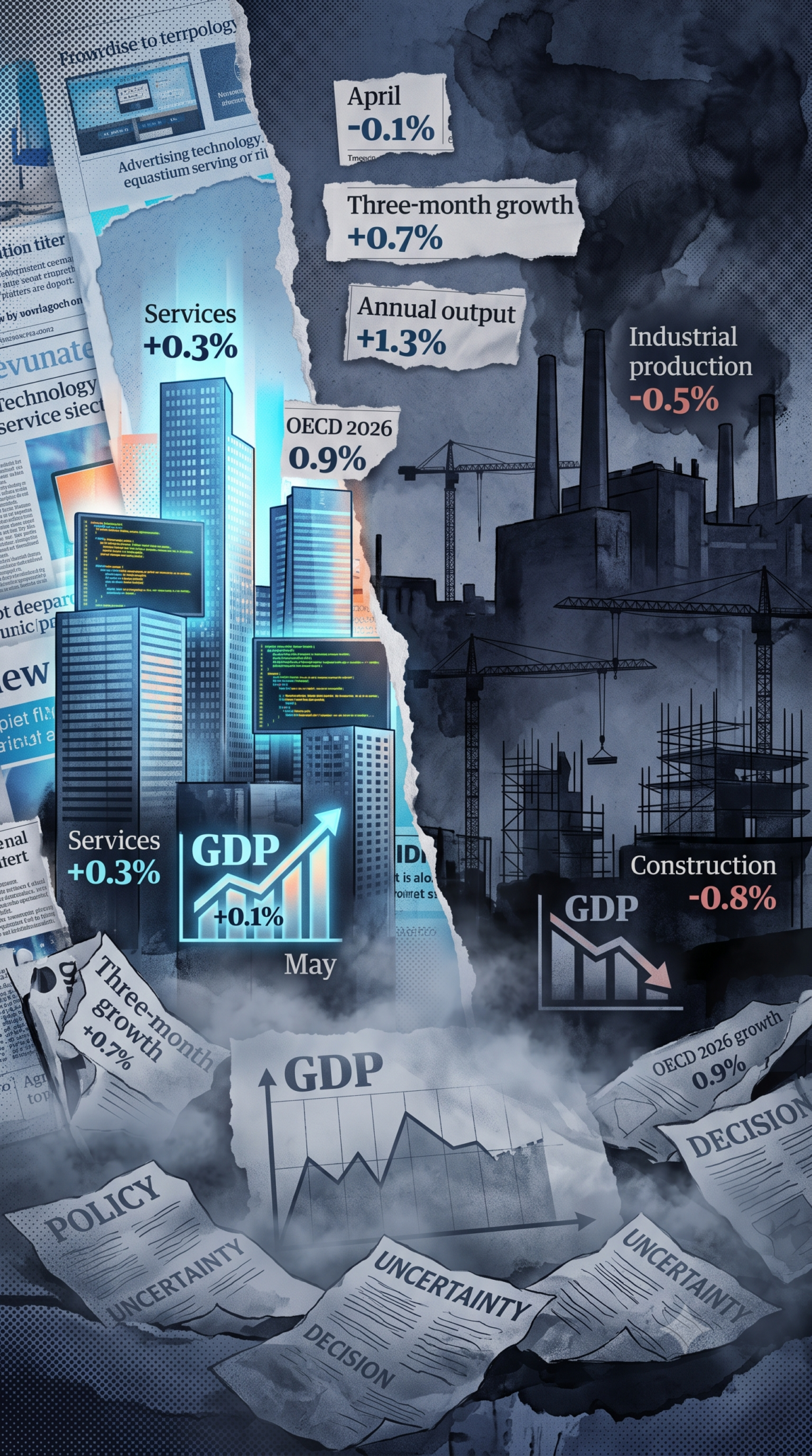 Η Βρετανία μεγάλωσε 0,1% αλλά η βιομηχανία της μίκρυνε