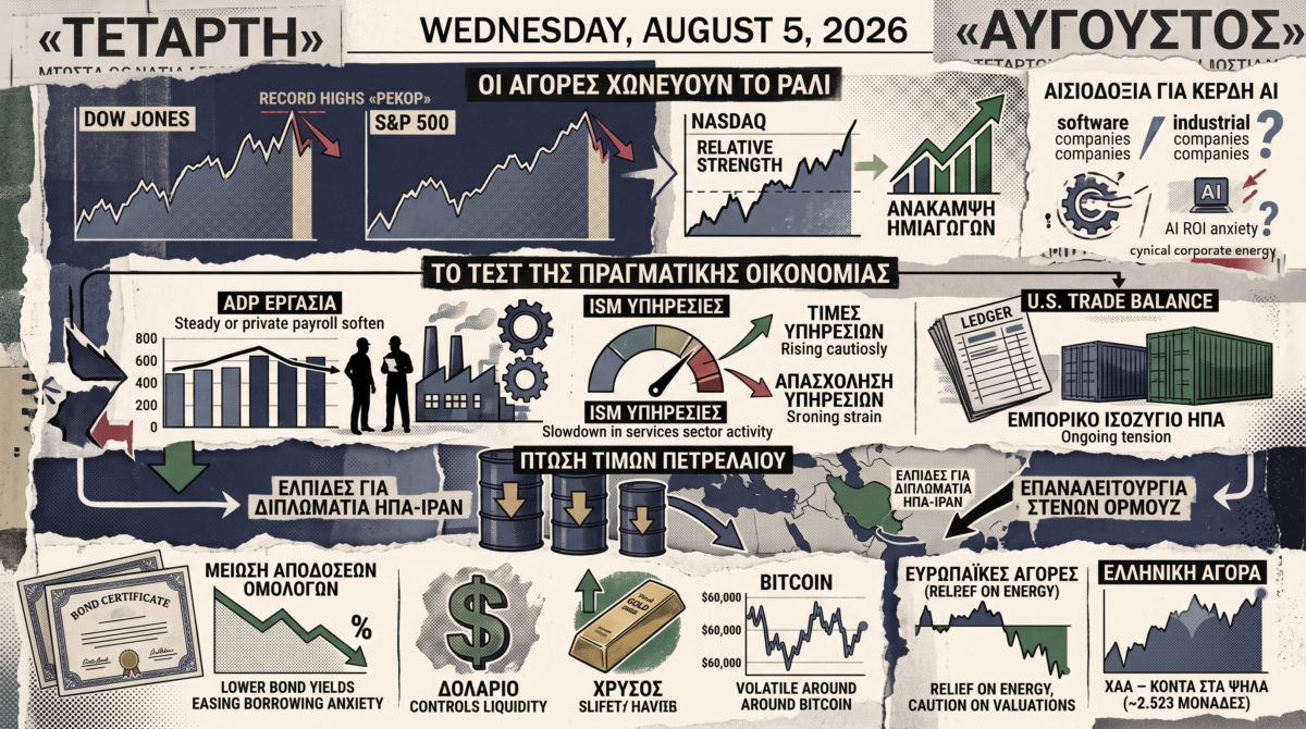 Τι προβλέπουν τα άστρα για σήμερα Τετάρτη 05.08.2026 – Record highs, oil relief και AI που περνά από τις υπηρεσίες