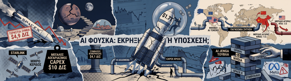 Το ριψοκίνδυνο στοίχημα του Ίλον Μασκ: Πώς η SpaceX εμπλέκεται στη φούσκα της τεχνητής νοημοσύνης